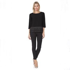 NWT black sequin fringe top Large elegant stunning